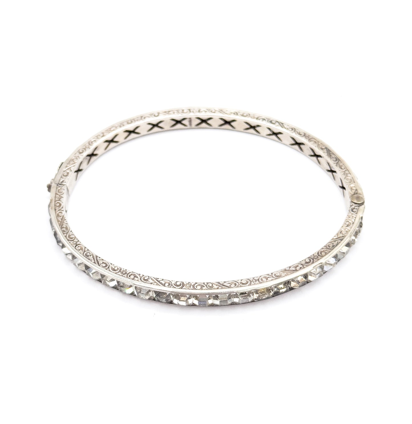 Art Deco Glass Channel Bracelet in Sterling Silver