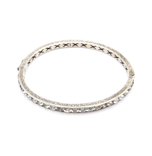 Art Deco Glass Channel Bracelet in Sterling Silver