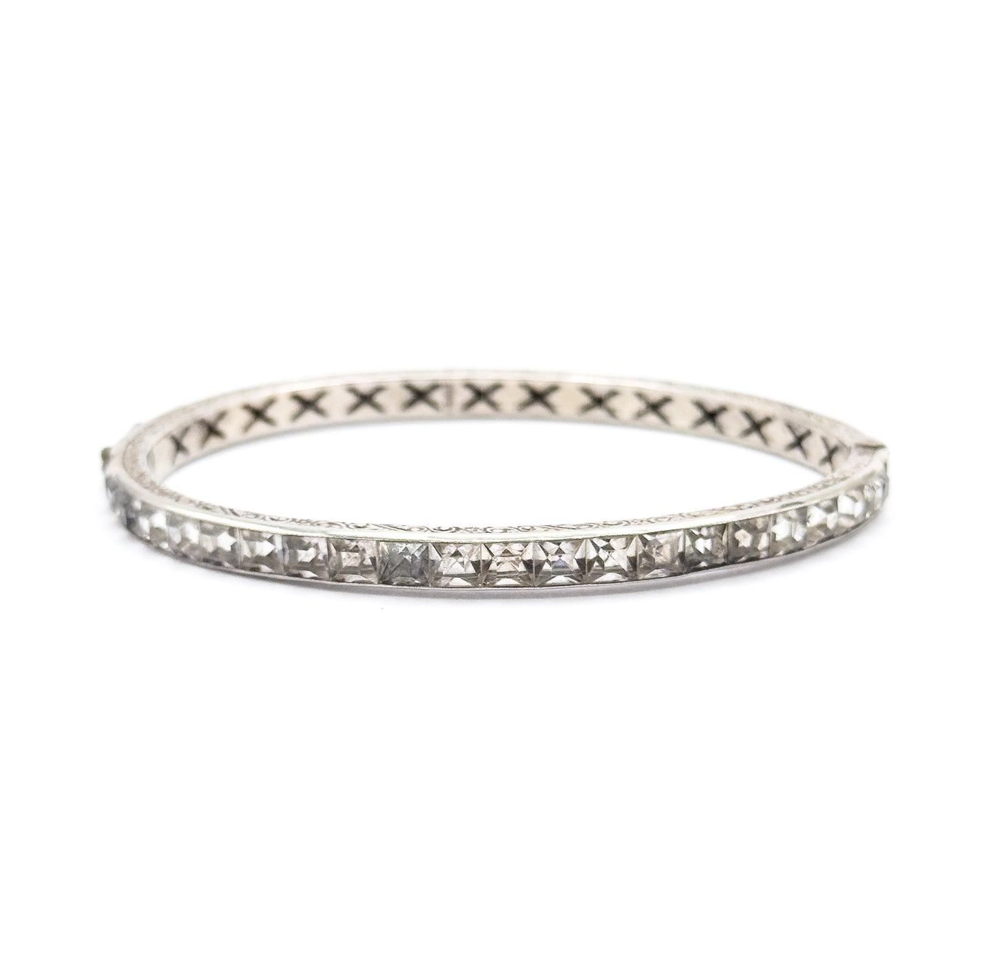 Art Deco Glass Channel Bracelet in Sterling Silver