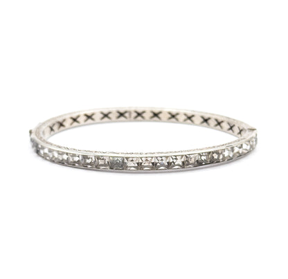 Art Deco Glass Channel Bracelet in Sterling Silver