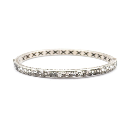 Art Deco Glass Channel Bracelet in Sterling Silver