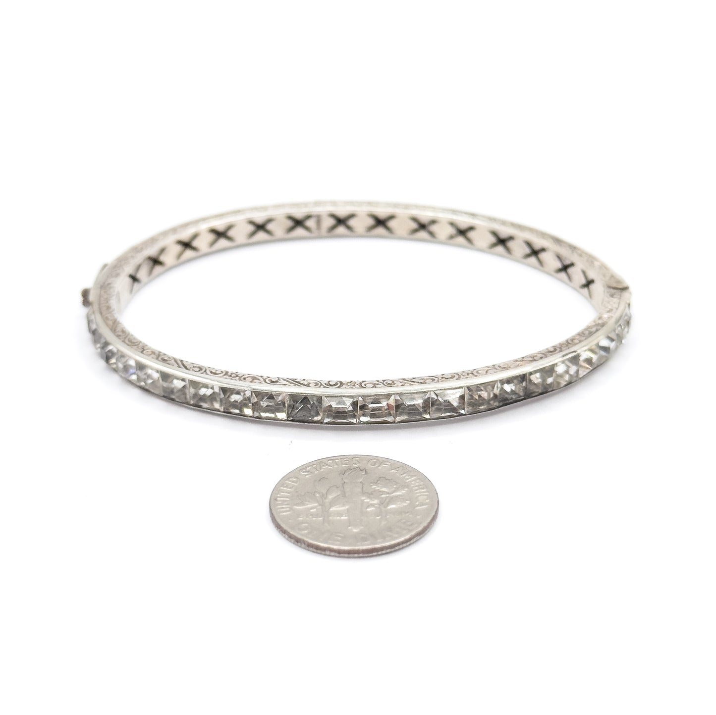 Art Deco Glass Channel Bracelet in Sterling Silver