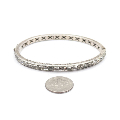 Art Deco Glass Channel Bracelet in Sterling Silver