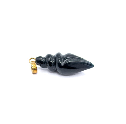 Vintage Carved Black Onyx Snail Shell Charm in 14K Yellow Gold