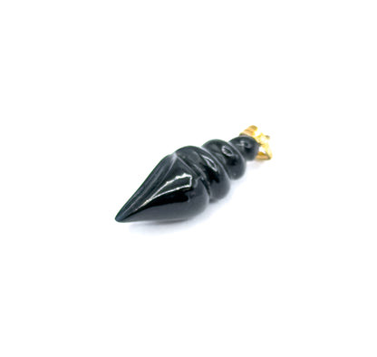 Vintage Carved Black Onyx Snail Shell Charm in 14K Yellow Gold