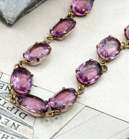 Victorian Amethyst Paste Riviere Necklace in Purple