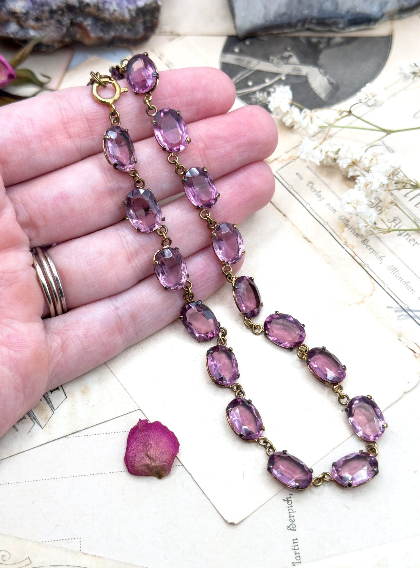 Victorian Amethyst Paste Riviere Necklace in Purple