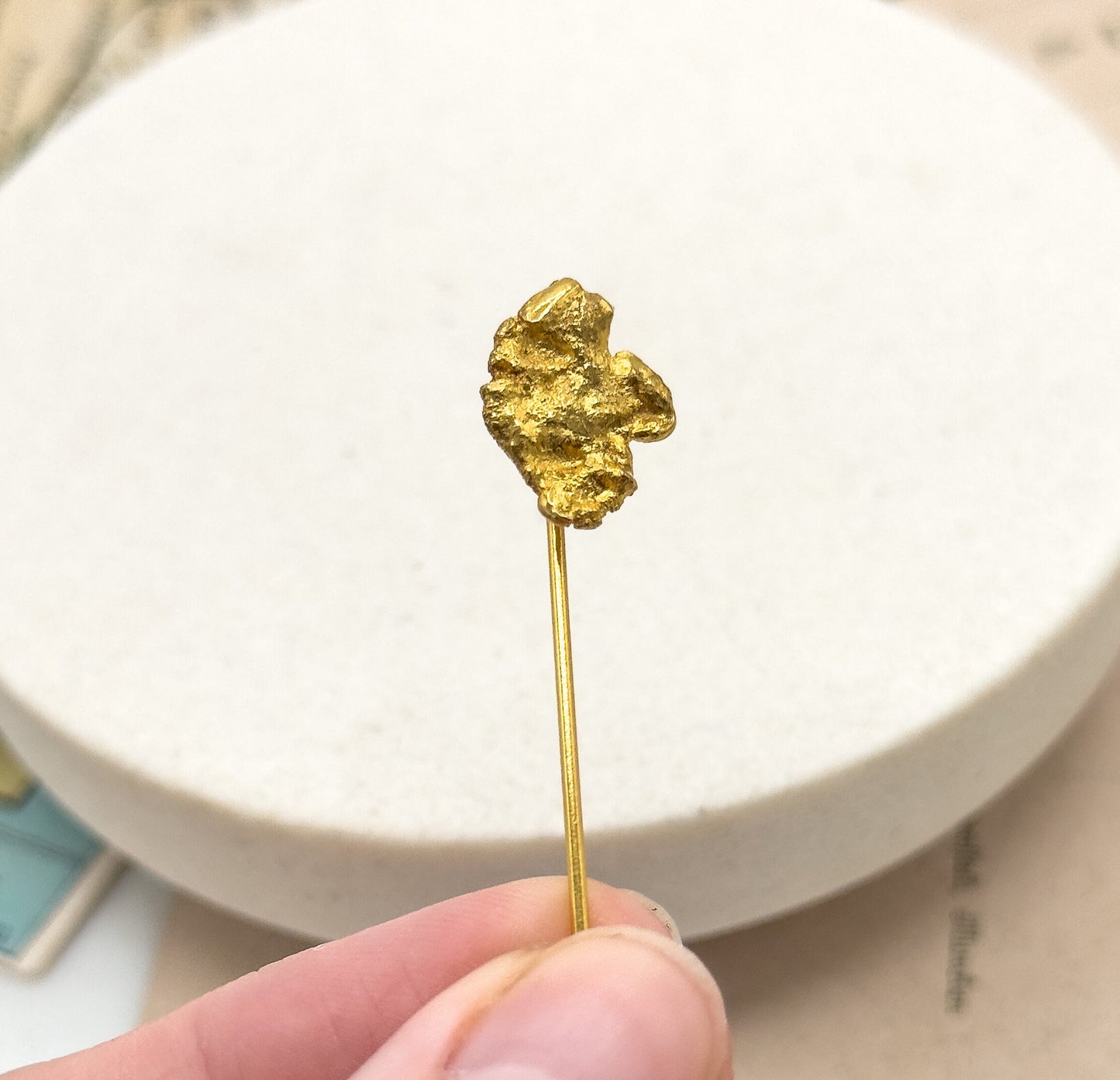 Antique Gold Nugget Stick Pin Vintage Nugget Pin in 14K Gold