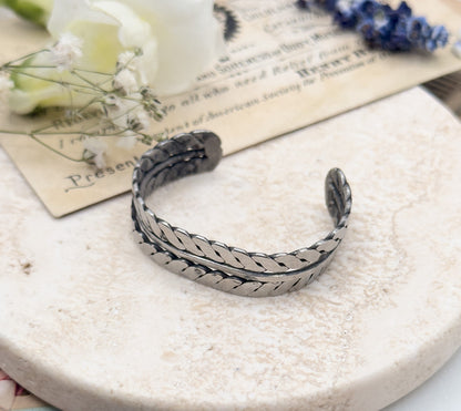 Vintage Handmade Child Sized Cuff Bracelet in Silver