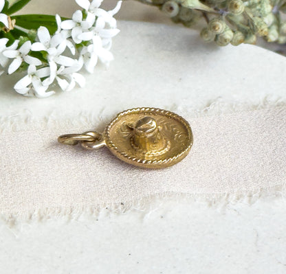 Tiny 10K Gold Sombrero Charm Mexican Gold Sombrero hat Pendant