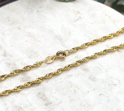 Vintage Open Rope Chain 18in, 2.3mm in 14K Yellow Gold