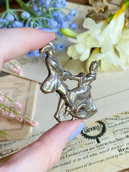 Vintage Dancing Couple Brooch in Sterling Silver MidCentury Lang