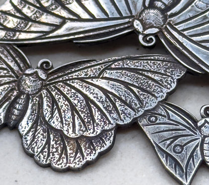 Large Vintage Butterfly Brooch in 950 Silver CPO Three Butterflies