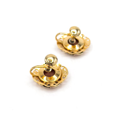 Vintage Goldstone Screw Back Earrings Black Hills Gold Style