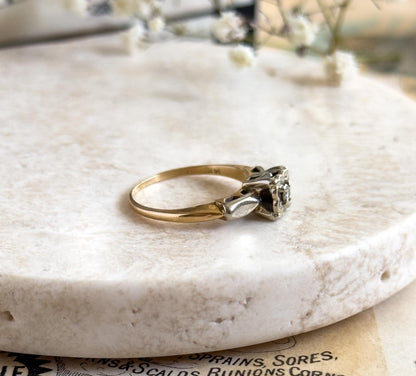 Beautiful Vintage Diamond Engagement Ring in Two Tone 14K Yellow Gold White Gold