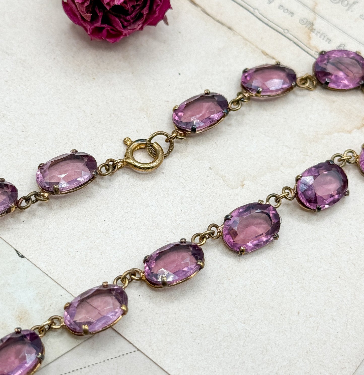 Victorian Amethyst Paste Riviere Necklace in Purple