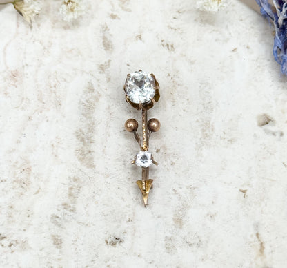 Georgian Halleys Comet Pin with Mine Cut Paste in 10K Yellow Gold