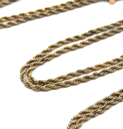 Antique Victorian Gold Filled Long Guard Chain with Opal Pearl Slider (AS IS)