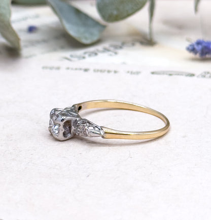 Vintage Diamond Engagement Ring in 14K Two Tone Gold image 4
