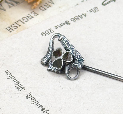 shamrock marble stickpin shaped like harp