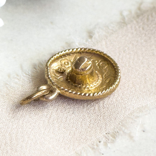 Tiny 10K Gold Sombrero Charm Mexican Gold Sombrero hat Pendant