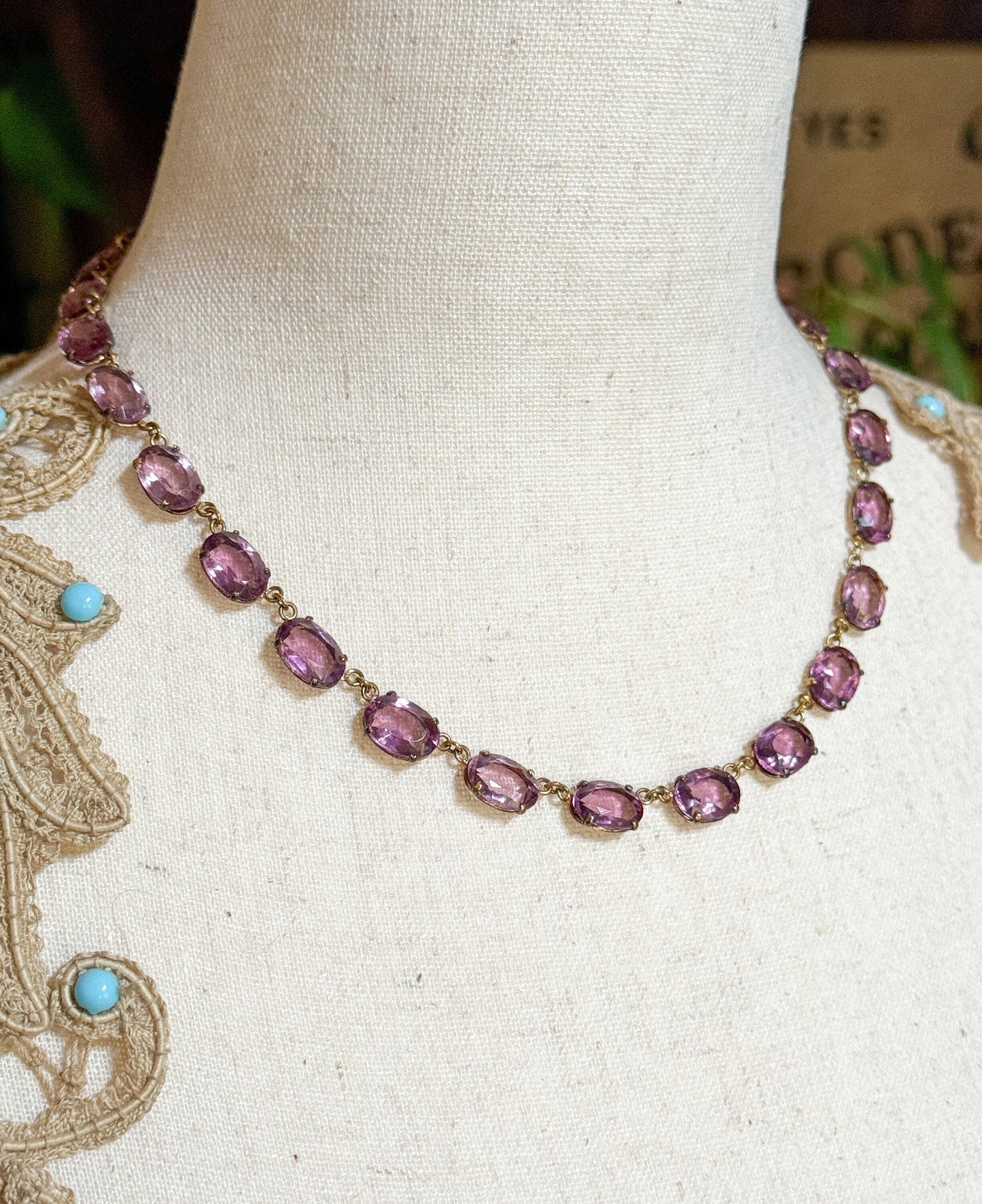 Victorian Amethyst Paste Riviere Necklace in Purple