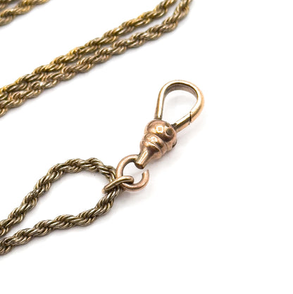 Antique Victorian Gold Filled Long Guard Chain with Opal Pearl Slider (AS IS)