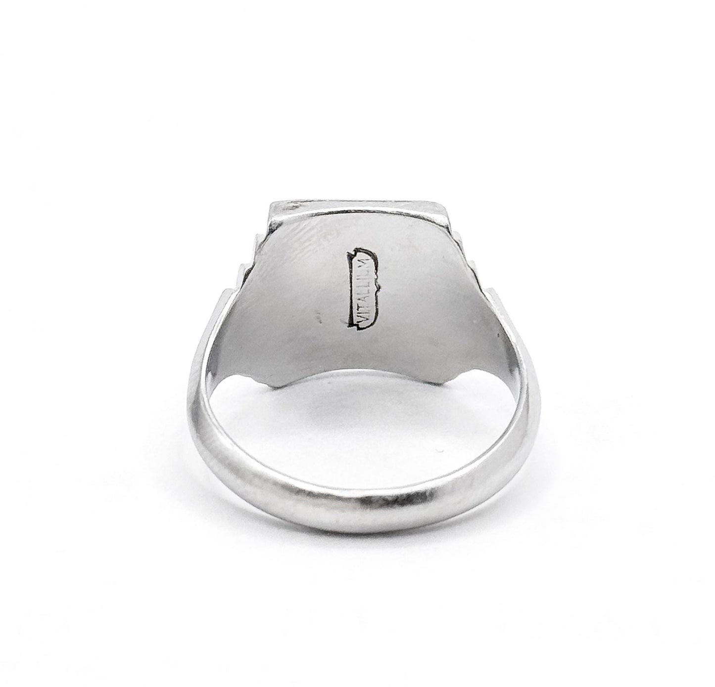 Vitallium Signet Ring: Mid-Century Initial Ring, Size 8.5
