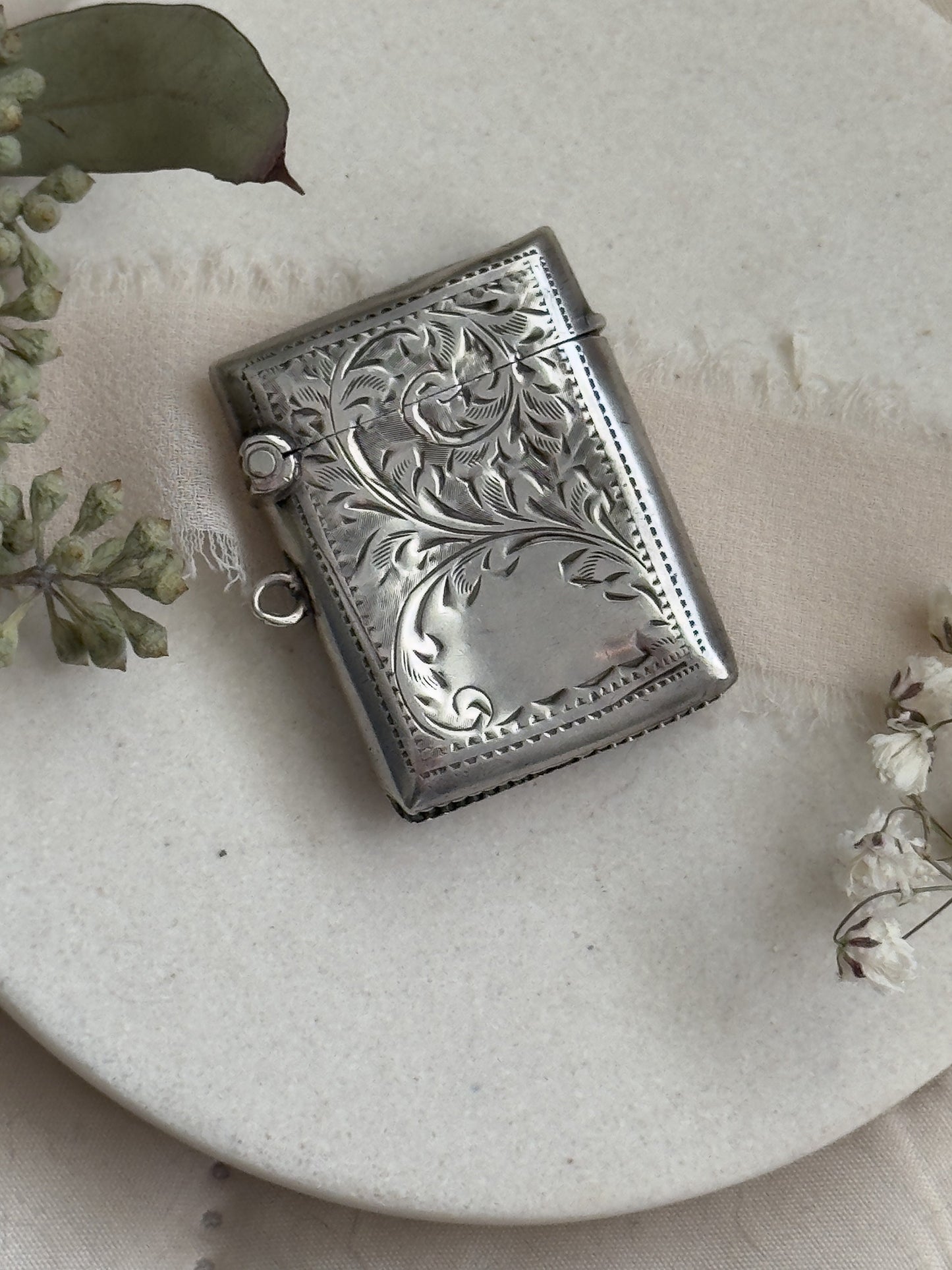 Antique Silver Vesta case by Charles Lyster and Son Edwardian Match Box