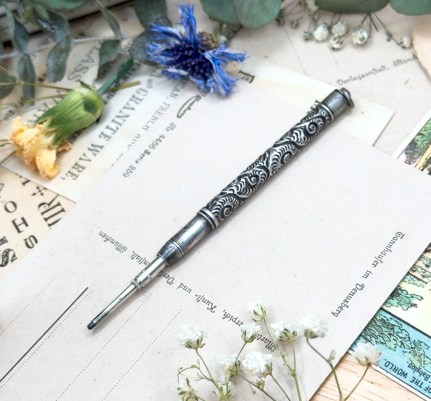 Antique Propelling Pencil Chatelaine Pencil Silver Antique Pencil Pendant