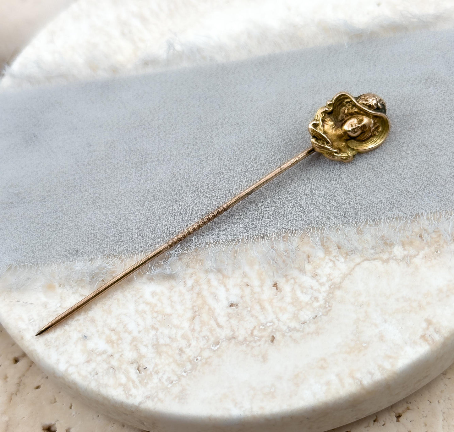 Art Nouveau Stick Pin Lady in Hat Edwardian Gibson Girl Pin