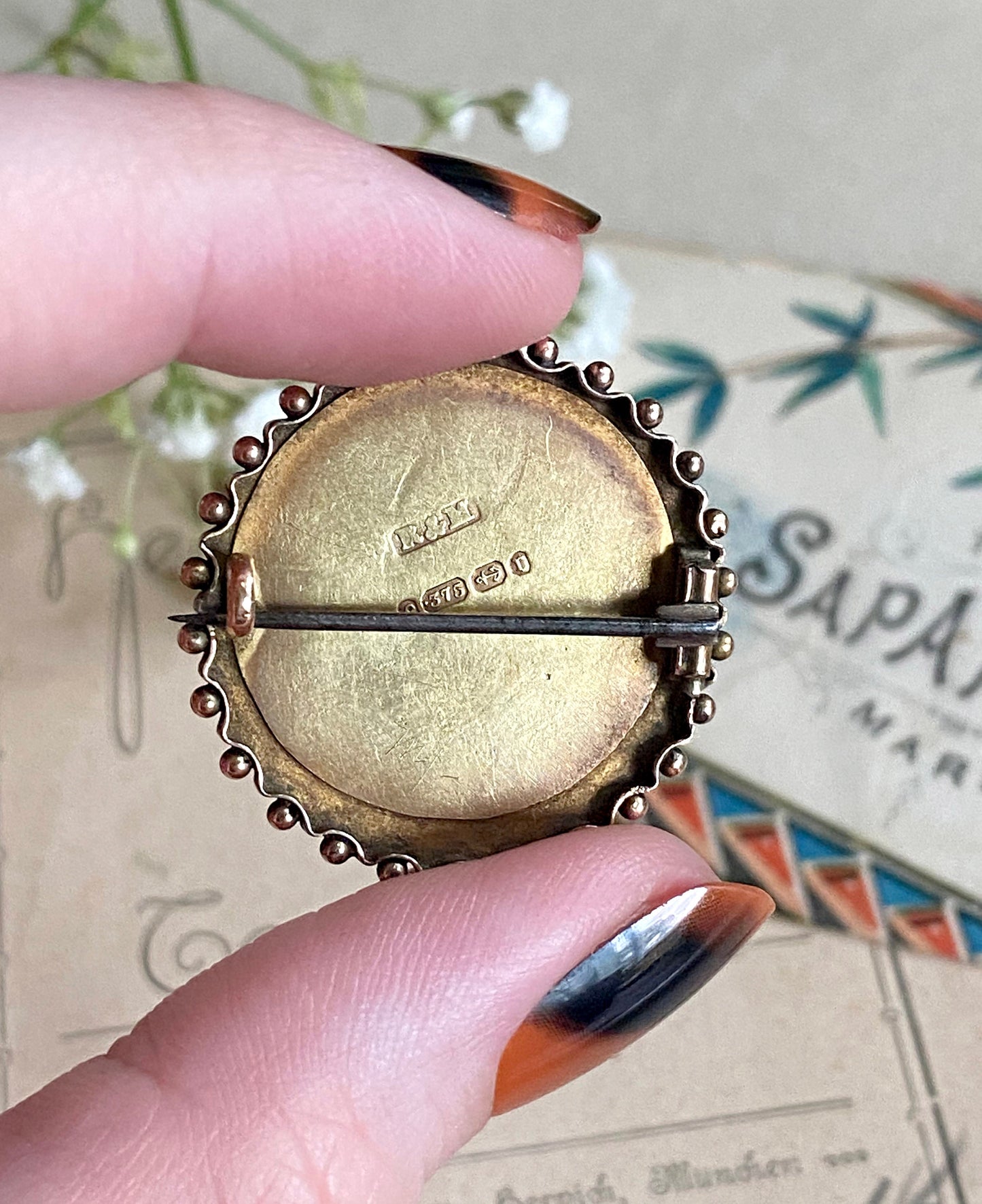 Victorian Mizpah Brooch in 9K Rose Gold, Edwardian Hallmarked