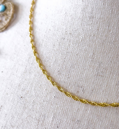 Vintage Open Rope Chain 18in, 2.3mm in 14K Yellow Gold