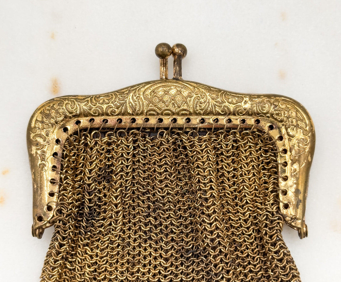 Cute Vintage Coin Purse Chainmail Purse with Ring Mesh Purse Gold Tone