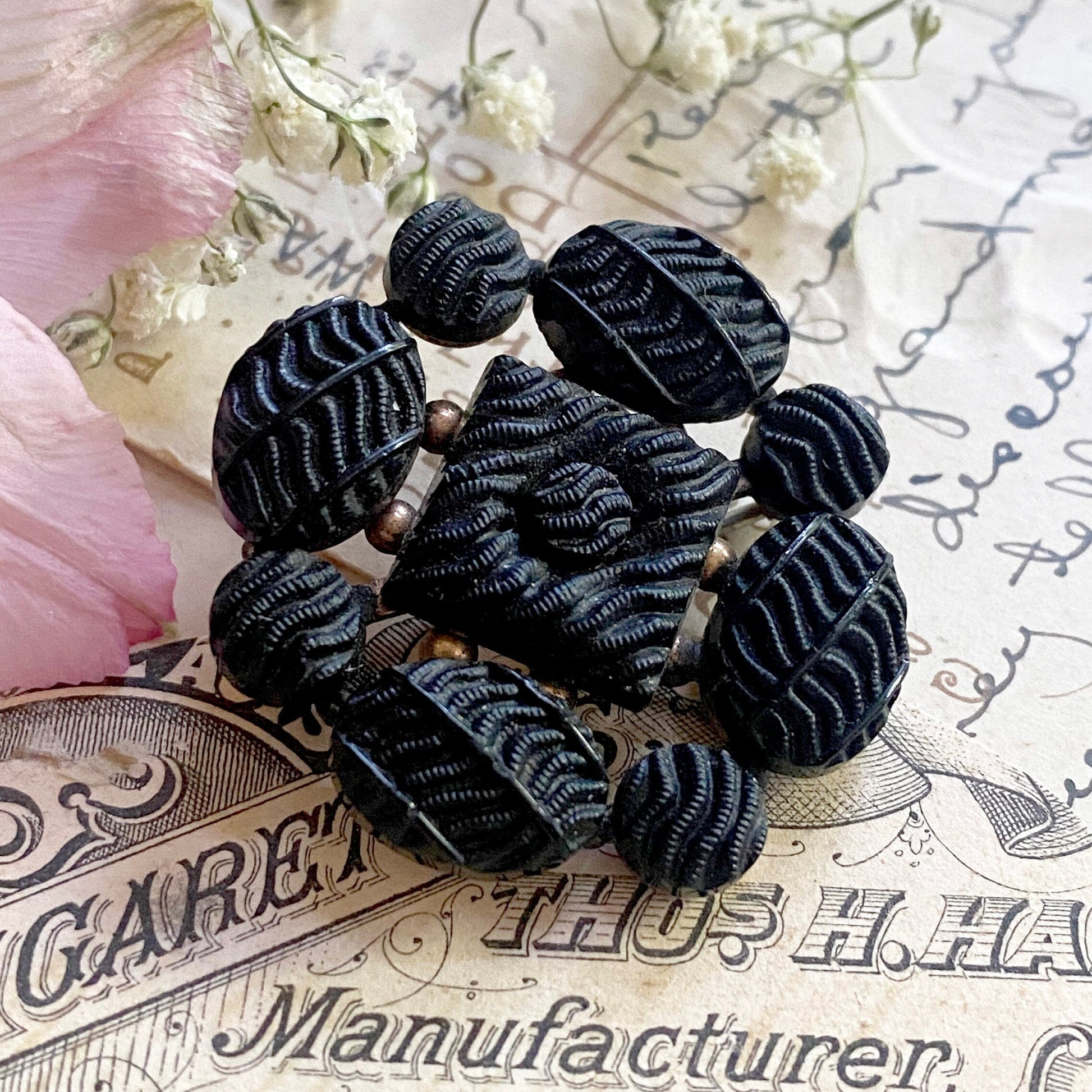 crepe stone victorian mourning pin