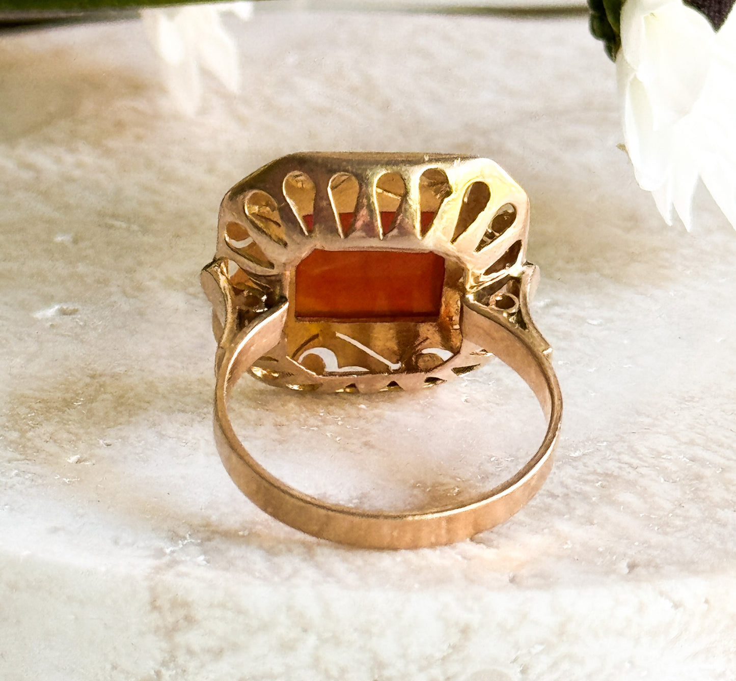 Vintage Intaglio Ring in 18K Gold, Wax Seal Signet Ring in Arabic Script