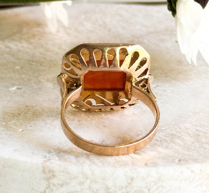 Vintage Intaglio Ring in 18K Gold, Wax Seal Signet Ring in Arabic Script