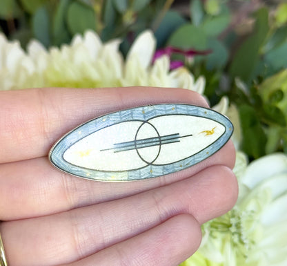 Vintage Watson Cloissone Enamel Brooch in Sterling Silver midcentury enamel brooch