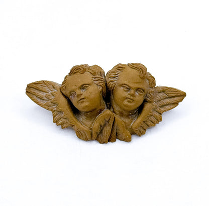 Victorian Lava Cameo Brooch: Winged Cherubs, Grand Tour Souvenir