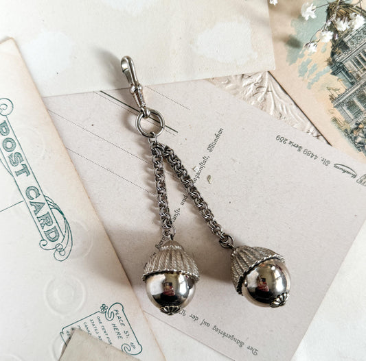 Cute Vintage Acorn Dangle Charm Vintage Orb Charm on chain Zipper Pull