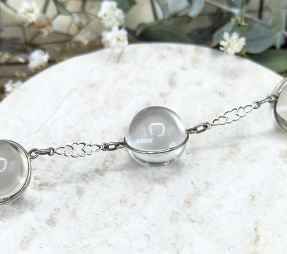 Antique Pool of Light necklace Rock Crystal Orb Necklace in 14K White Gold