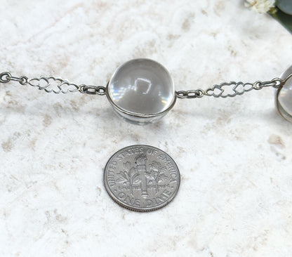 Antique Pool of Light necklace Rock Crystal Orb Necklace in 14K White Gold