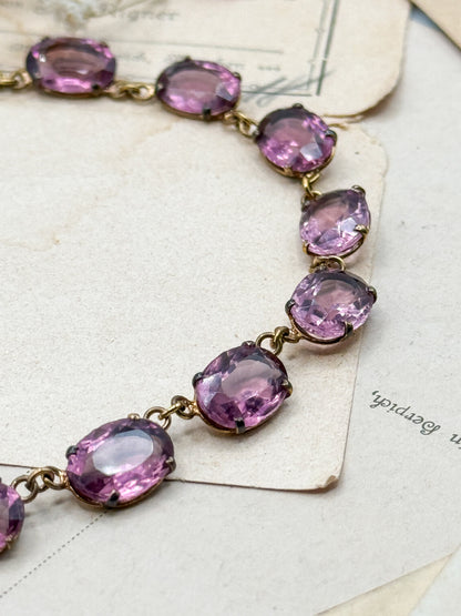 Victorian Amethyst Paste Riviere Necklace in Purple