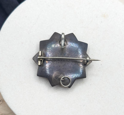 Antique Rock Crystal Brooch in Silver Georgian paste Brooch Victorian Black Dot Paste 1790s