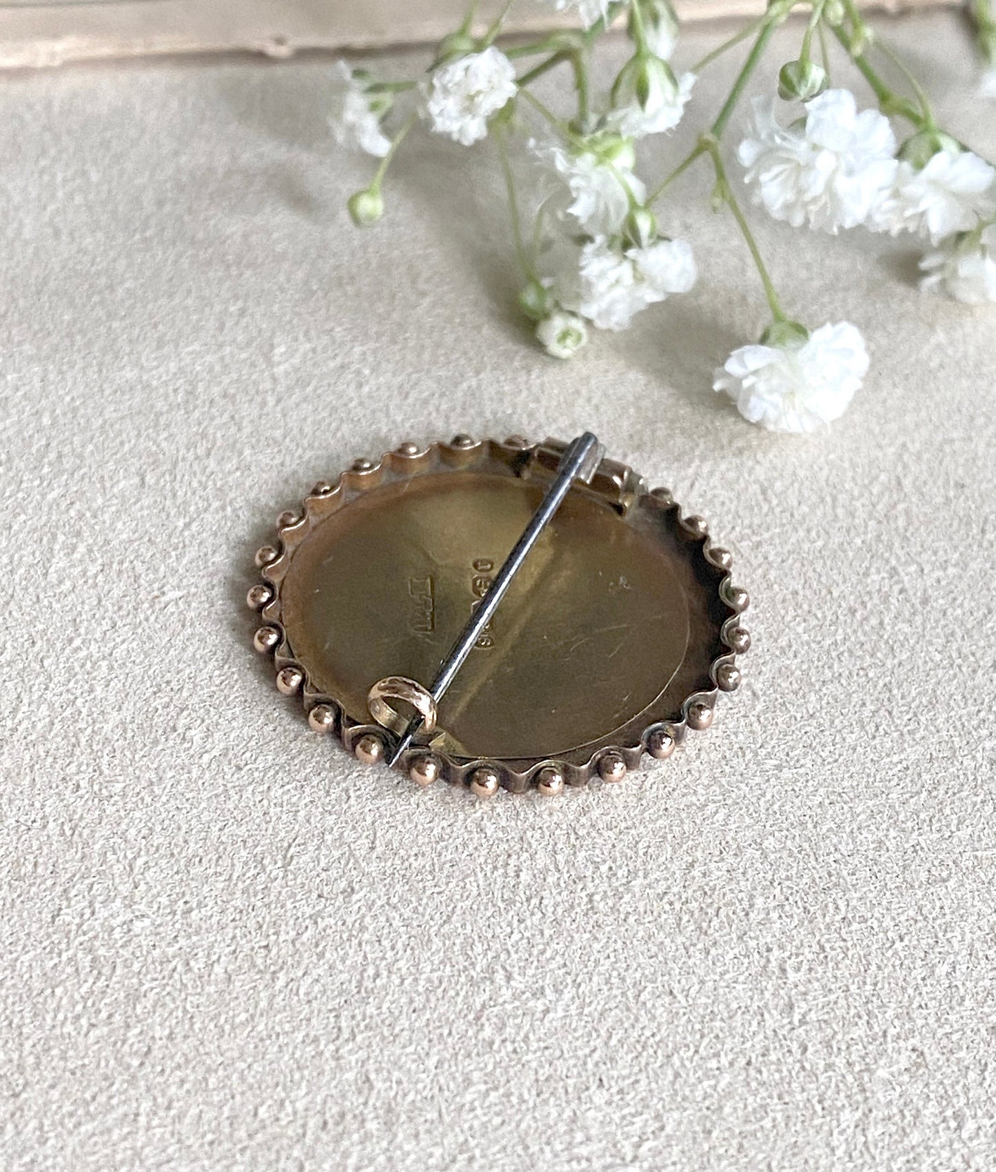 Victorian Mizpah Brooch in 9K Rose Gold, Edwardian Hallmarked