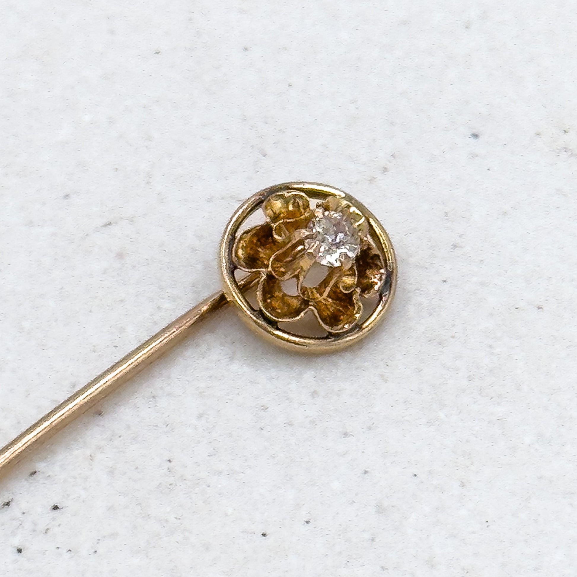 Antique Diamond Stick Pin in Yellow Gold image 1