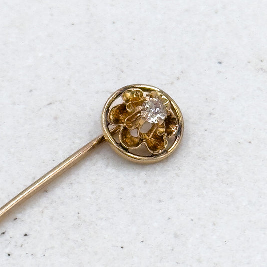 Antique Diamond Stick Pin in Yellow Gold image 1
