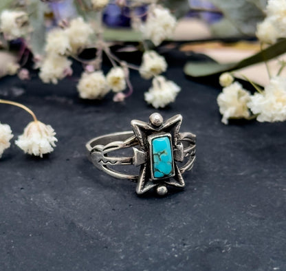 Vintage Native Turquoise and Silver Ring Turquoise Pinky Ring
