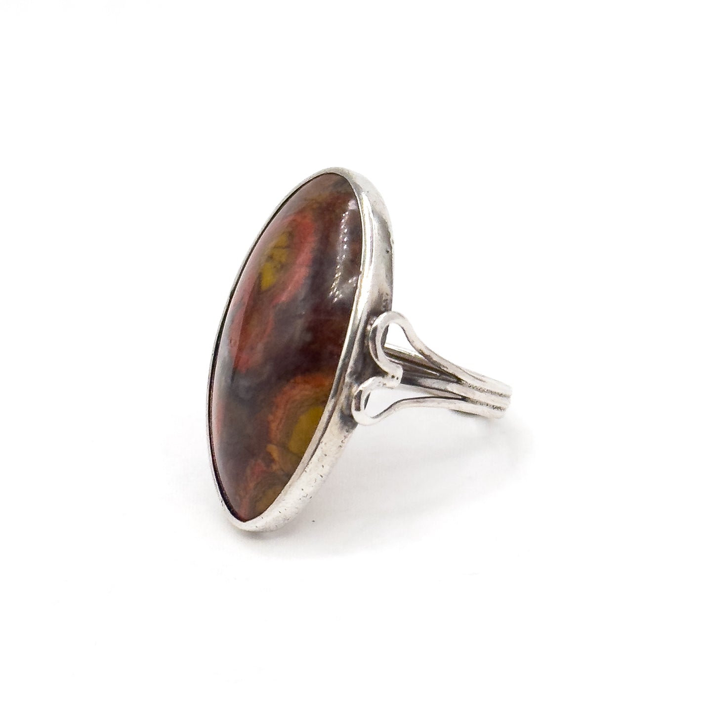 Vintage Handmade Jasper Statement Ring in Silver image 3