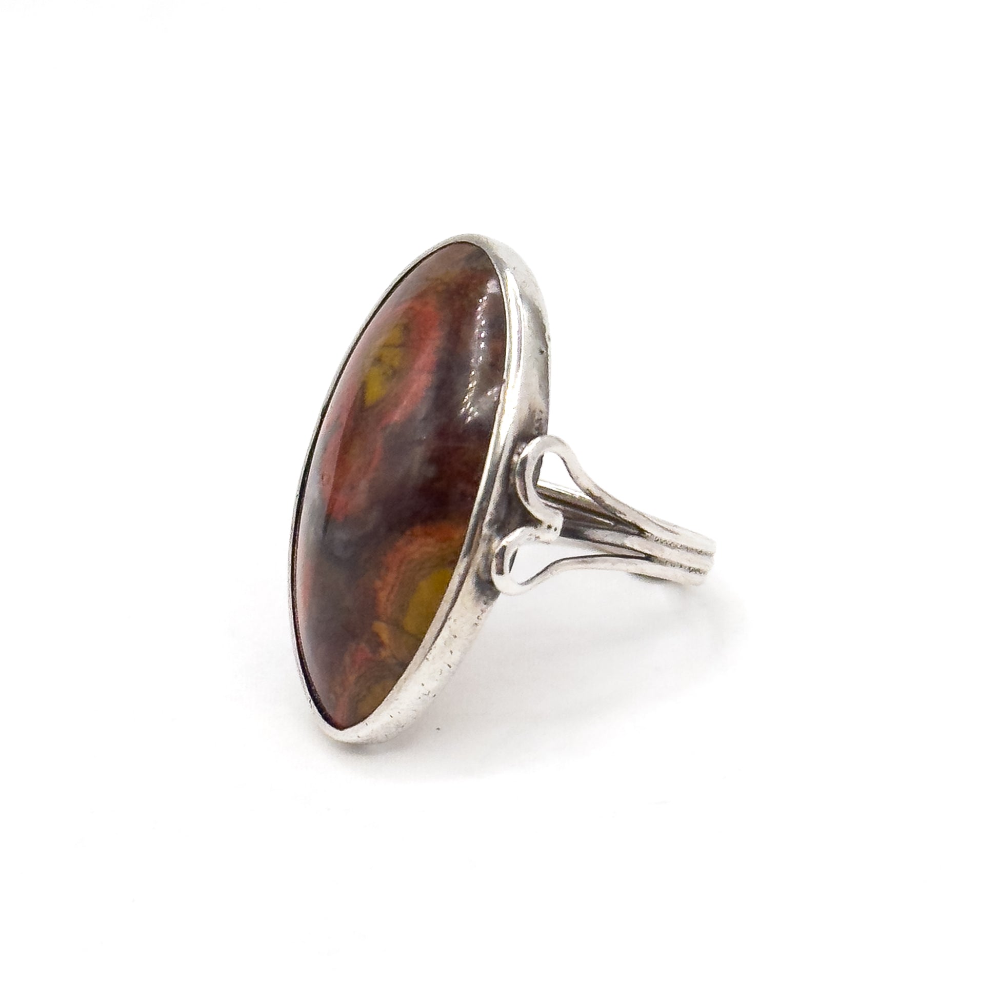 Vintage Handmade Jasper Statement Ring in Silver image 3